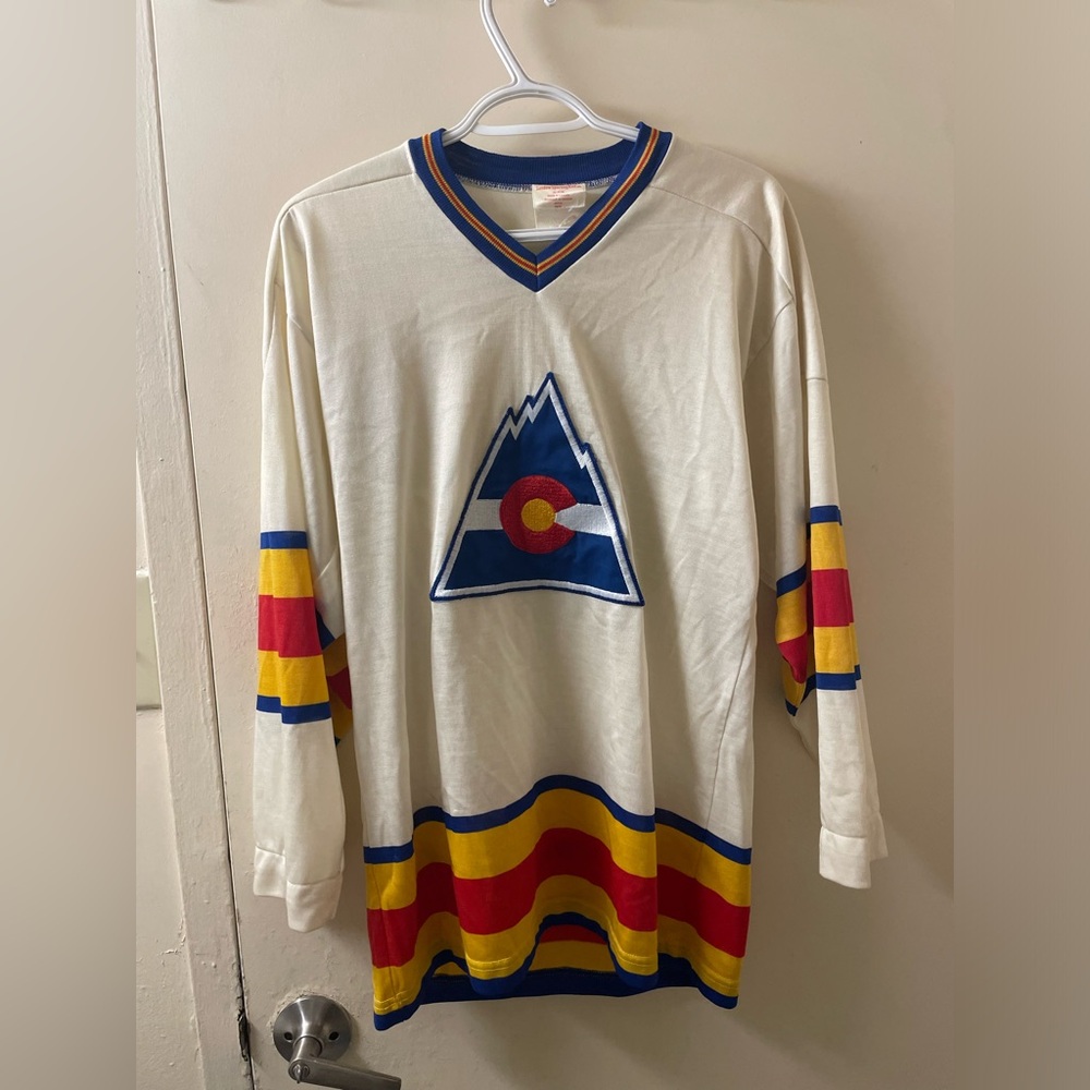 Vintage Colorado Rockies NHL Hockey Jersey Sandow SK knit White Jersey |Size S